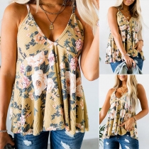 Fashion Floral Printed V-neck Cami Top