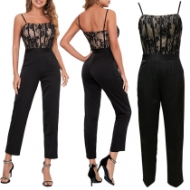 Sexy Lace Spliced Cami Jumpsuit