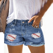 Street-chic Heavy Distressed  Denim Shorts