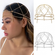 Vintage Rhinestone Chain Net Headband
