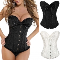 Sexy Strapless Lace-up Jacquard Corset