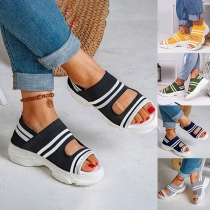 Casual Contrast Color Cutout Lug Platform Sandals