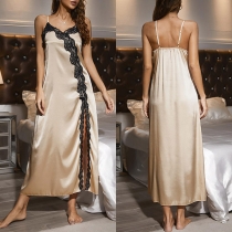 Sexy Lace Spliced Split Loungewear Slip Dress