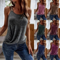 Casual Solid Color Ruched Tank Top