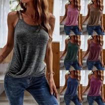 Casual Solid Color Ruched Tank Top