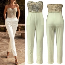 Sexy Bling Bling Strapless Slim Fit Party Jumpsuit