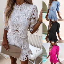 Fashion Lace Two-piece Set Consist of Irregular Hemline Crop Top and Shorts