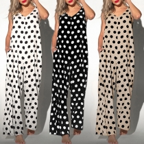Casual Polka Dot Backless Wide-leg Jumpsuit