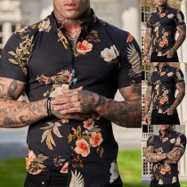 Fashion Floral Printed Short Sleeve Shirt for Men