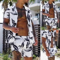 Fashion Beach Set for Men consist of Printed Blouse and Shorts