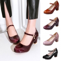 Fashion Solid Color Mary Jane Pump