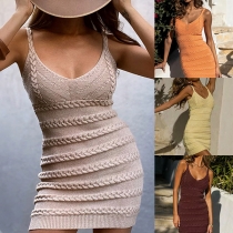 Fashion Bodycon Knitted Slip Dress
