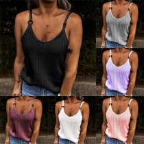 Fashion Solid Color Knitted Cami Top