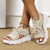 Fashion Open-toe Lace-up Platform Sandals