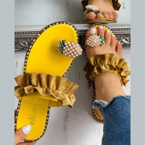 Fashion Pineapple Ruffled Slip-on Sandals