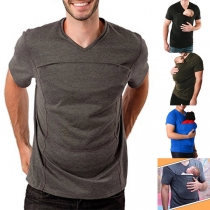 Kangaroo Dad T-Shirts Baby Carrier Big Pocket Baby Care Nursing Blouse Black for Men