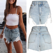 Street Fashion Distressed High-rise Hot Shorts