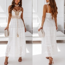 Fashion V-neck Tassle  Lace  Slip Dress