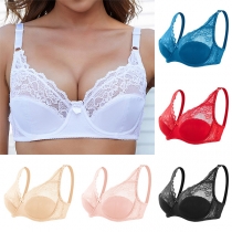 Fashion Solid Color Lace Spliced Push-up Bralette