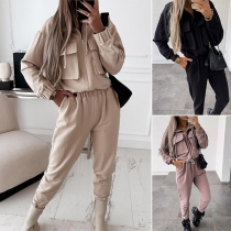 Fashion Sporty Two-piece Set Consist of Hoodie Jacket and Sweatpants