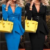 Fashion Formal Wear Two-piece Set Consist of Long Sleeve Blazer and Pencil Skirt