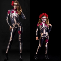 Rose Skeleton Cosplay Jumpsuit for Halloween