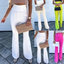 Elegant Solid Color High-waist Wide-leg Pants