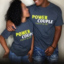 Power Couple Powered by God-Letter Printed Shirt for Couple