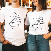 Fashion Kiss-lips Printed Shirt for Couple