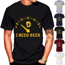 I NEED BEER-Letter Printed Men's Shirt