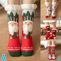 Warm Fleece Lined Winter Soft Slipper Socks Christmas- Women Plush Christmas Socks