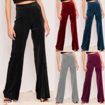 Fashion Solid Color High-waist Wide-leg Pants for Sports, Yoga
