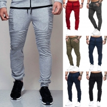 Fashion Solid Color Stripe Drawstring Men's Casual Pants