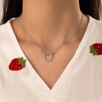 Fashion Rhinestone O-ring Pendant Necklace