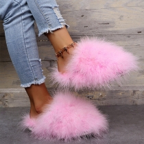 Warm Candy Furry Home Flat Slippers