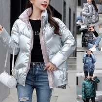 Fashion Stand Collar Long Sleeve Quilted Jacket