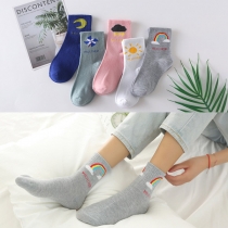 Fashion Candy Color Weather Printed Socks-5 Pair/Set