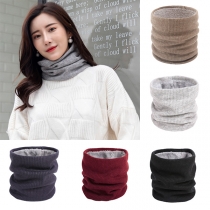 Fashion Solid Color Plushed Lined Warm Knitted Collar Oriental Scarf