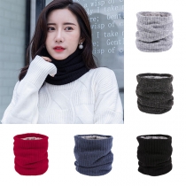 Winter Vertical Stripe Plushed Lined Warm Scarf Women Bufanda Thickness Knitted Collar Oriental Scarf