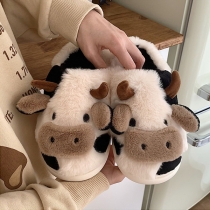 Winter Soft Cute Cow Warm Plush Slippers