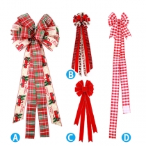 Plaid Christmas Bows Christmas Tree Ornaments Bows for Christmas Party Decoration