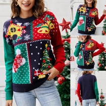 Fashion Round Neck Long Sleeve Knitted Christmas Sweater