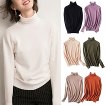 Fashion Solid Color Turtle Neck Long Sleeve Slim Fit Basic Shirt/Bottoming Shirt