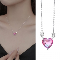 S925 Necklace with Pink Heart Shape Pendant
