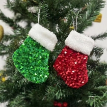 Wall Hanging Christmas Stockings, Furry Christmas Socks Christmas Stockings with Sequins-2 Pair/Set