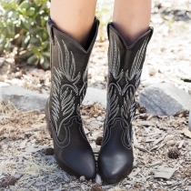 Square Toe Boots Wing Pattern Women Cowboy Boots