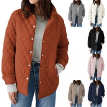 Fashion Solid Color Quilted Stand Collar Jacket