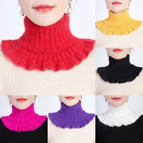 Warm Solid Color Turtleneck Fake Collar Neck Warmer Knitted Scarf