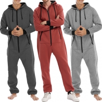 Casual Long Sleeve Hoodie Pajamas Jumpsuit-Loungewear Jumpsuit for Men