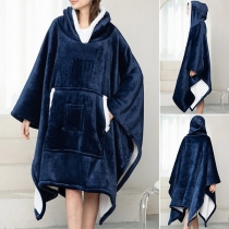 Fashion Flannel and Fake Lamb Fleece Spliced Warm Wearable TV Blanket Oversize Hoodie